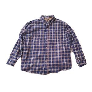 Ridgecut Toughwear Shirt 3XL Blue Plaid Heavy Flannel Button Up Long Sleeve
